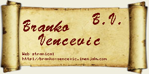 Branko Venčević vizit kartica